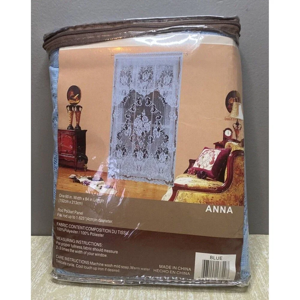 NEW Vivatex ANNA Blue Lace Curtain ONE Panel 60